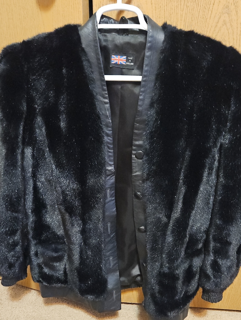 Title: Vintage Tissavel Faux Fur & Genuine Leather Bomber Jacket - Made in Engla - Picture 1 of 5